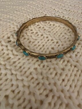 Lucky Brand Gold-Tone Bangle with Turquoise Accents